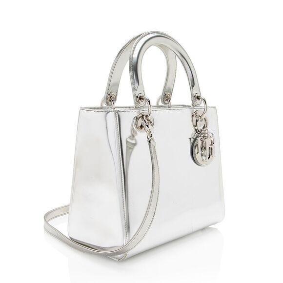 Dior Metallic Patent Leather Lady Dior Medium Tote - Picture 2 of 16
